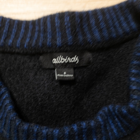 SALE! All birds The Jumper 100% Merino Wool Black and Blue Sweater Mens Small - Picture 3 of 6